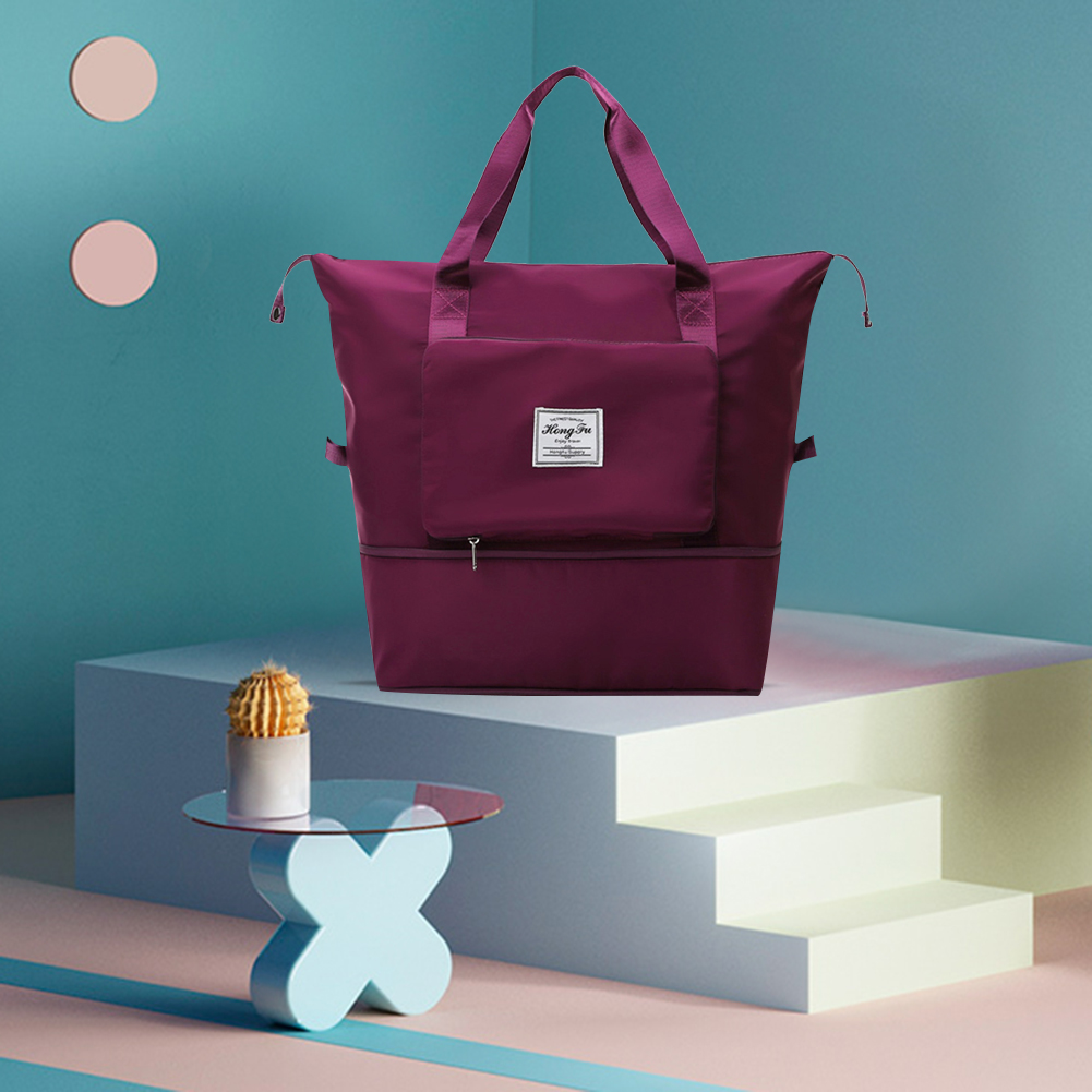 thumbnail image 5 of Bolsos de hombro para mujer bolsa de tela Oxford plegable de gran capacidad color morado, 5 of 5