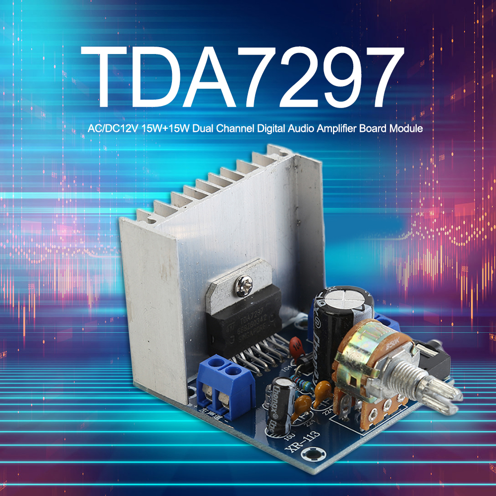 thumbnail image 4 of TDA7297 15WX2 Amplificador de potencia digital Sin ruido Audio Placa de amplificador de 2 canales, 4 of 8