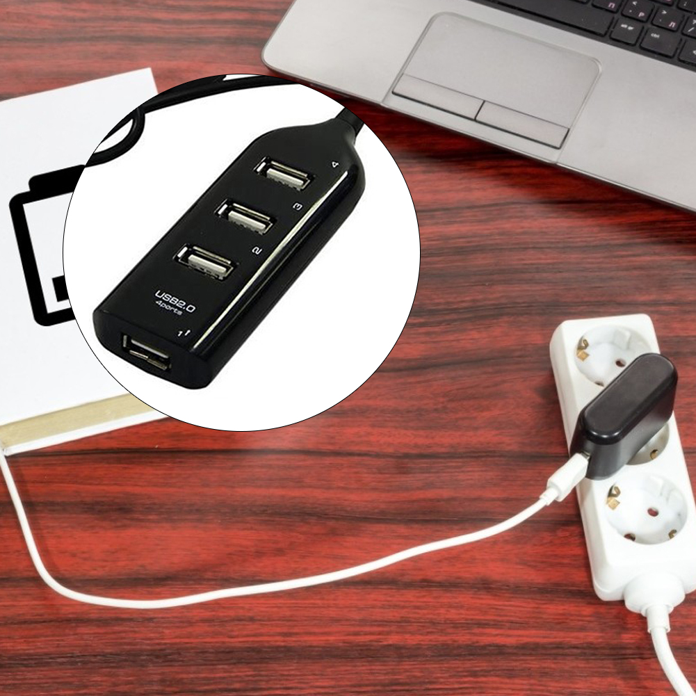 thumbnail image 3 of 4 puertos USB 2.0 HUB Splitter USB con cable de 1.6 pies para computadora portátil computadora PC, 3 of 7