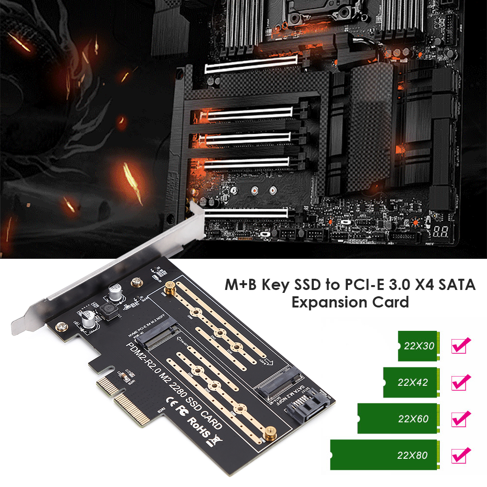 thumbnail image 3 of Adaptador SATA M.2 SSD PCIE NVME/M2 Adaptador PCIE SSD M2 a SATA Tarjeta PCI-E M Key + B Key, 3 of 9
