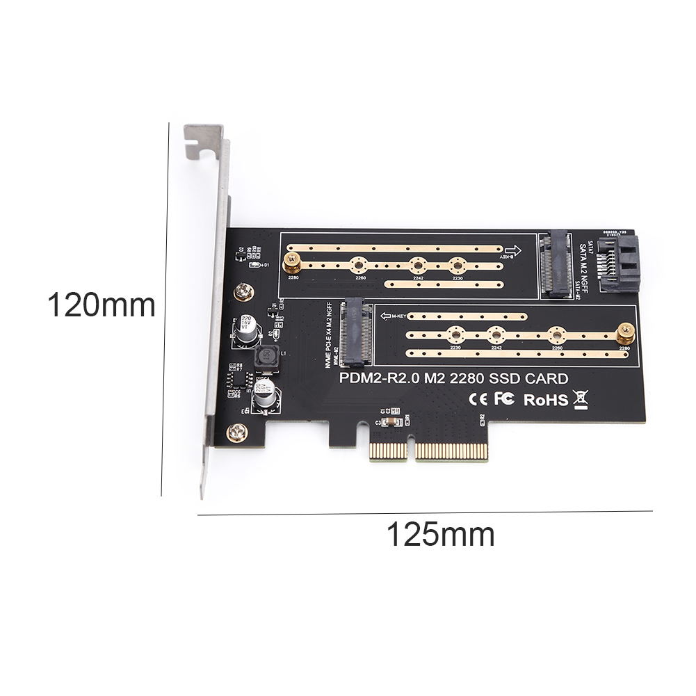 thumbnail image 2 of Adaptador SATA M.2 SSD PCIE NVME/M2 Adaptador PCIE SSD M2 a SATA Tarjeta PCI-E M Key + B Key, 2 of 9