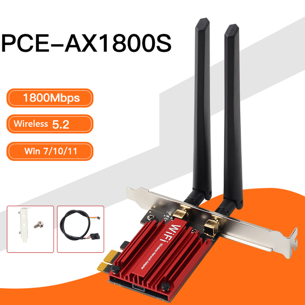 thumbnail image 3 of WiFi 6 Compatible con Bluetooth 5.2 Adaptador de doble banda PC 6dBi 1800Mbps Tarjeta inalámbrica, 3 of 9