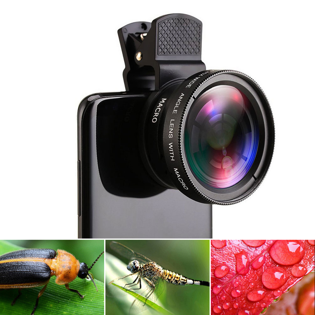 thumbnail image 3 of Profesional 0.45X 49UV Súper Gran Angular + Lente Macro HD 2 en 1 Lente Universal Clip 37mm Lente de teléfono móvil para iPhone Android, 3 of 5