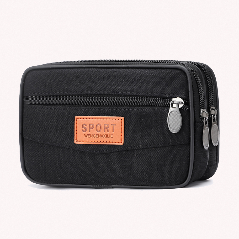 thumbnail image 5 of Monedero para hombre FLhrweasw bolsa de cambio cremallera de lona con múltiples bolsillos negro, 5 of 5