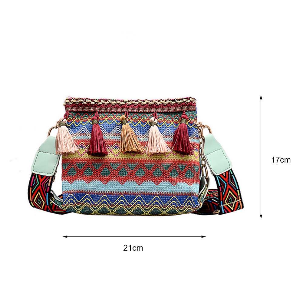 thumbnail image 2 of Bolso bandolera de estilo étnico para mujer, bandolera de viaje con borla de verano para mujer, 2 of 5